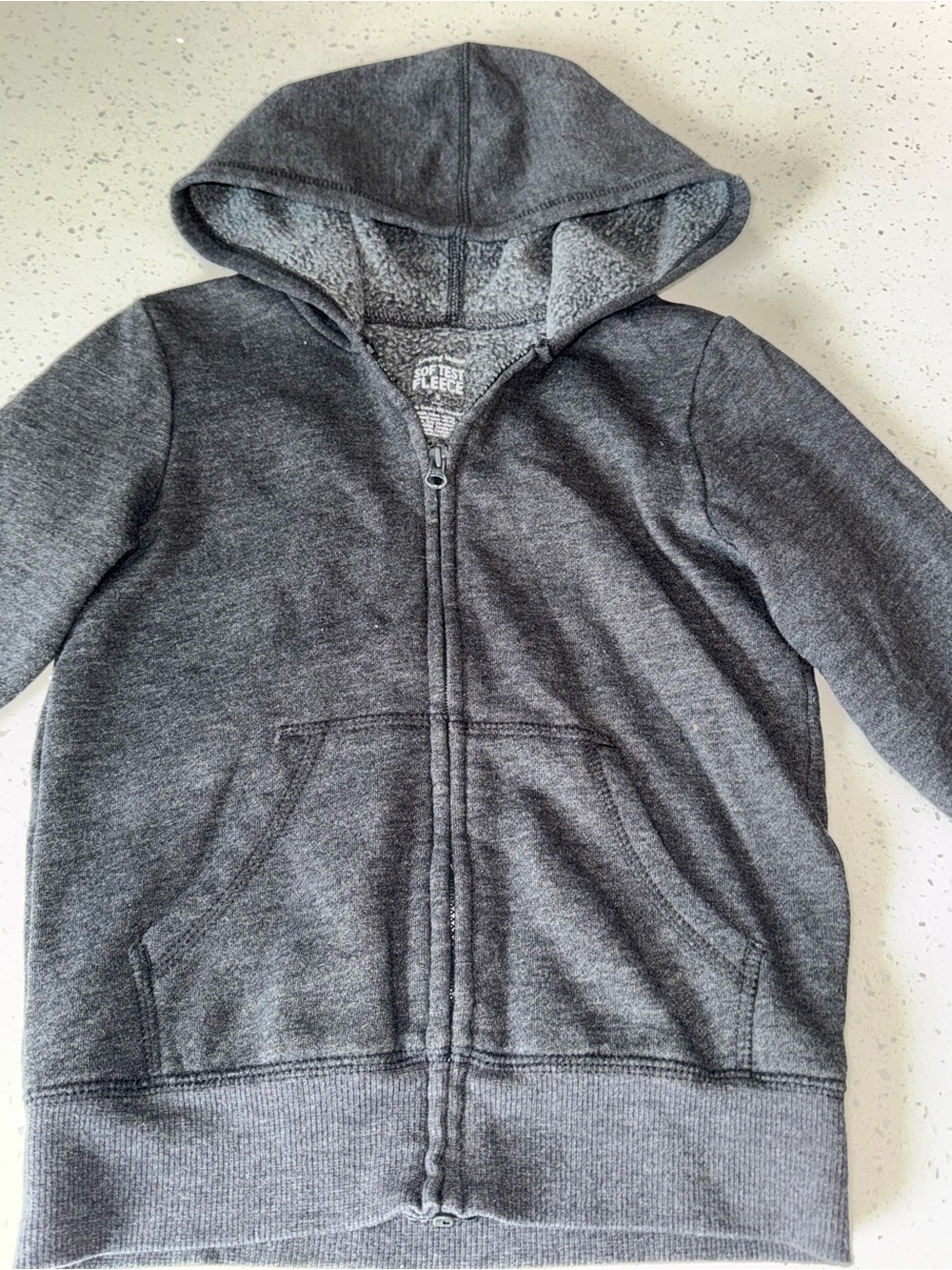 Kids Gray Zip-Up Hooded Fleece Sweatshirt